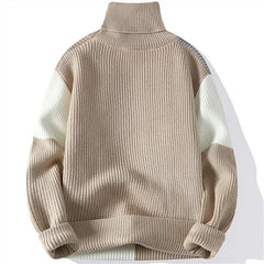 Threebooy  Autumn Winter Fashion Turtleneck Sweaters Men Patchwork Knitted Pullovers Mens Warm Casual Knit Turtleneck Pullover Sweater Man