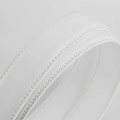 Threebooy  New Fashion 3.5cm Width White Ratchet Belt For Men Genuine Leather Automatic Buckle Casual Trouser Belts Strap 100-130cm