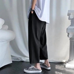 Threebooy  Ice silk wide-leg men's summer thin style Korean casual and trendy Japanese straight trousers