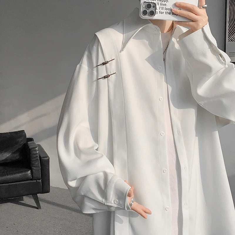 Threebooy Spring Summer High Quality Solid Long Sleeve Shirts Man 2024 Casual Oversize Blouse Male Fashion Simple Clothing Plus Size 5XL-M