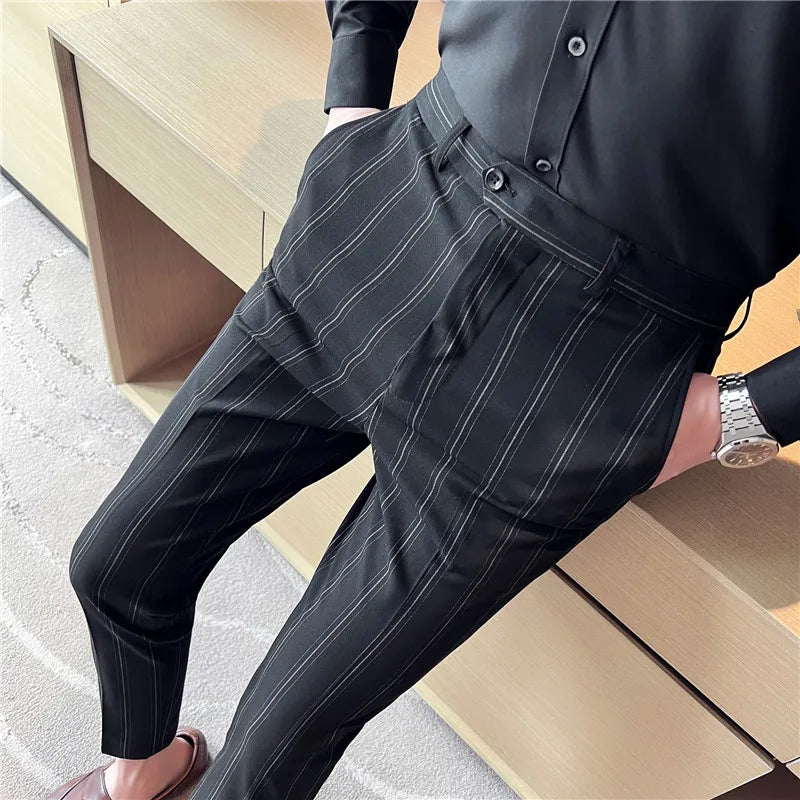 Threebooy Men Spring High Quality Business Suit Pants/Male Slim Fit Fashion Casual Formal Mens Dress Pants Men High Waist Solid Trousers