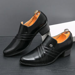 Threebooy  High End Men's Business Dress Shoes Increased Height British Shoes Men Pointed Toe Shoes Wedding Boots Size:37-46