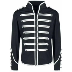 Threebooy  Steampunk Men Gothic Clothing Military Jackets Medieval Vintage Jacket Stand Collar Rock Frock Coat Men's Retro Punk Coat
