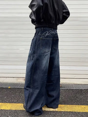 Threebooy  Hong Kong Style Trendy Men's New Personalized Letter Jeans Hip-Hop Ins Fashion High Street Trendy Cool Long Pants