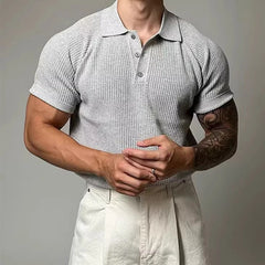 Threebooy New Trend Men Polo Shirt Leisure Vintage High Quality Knit Tops American Style Fashion Breathable Buttoned Short Sleeve Knitwear
