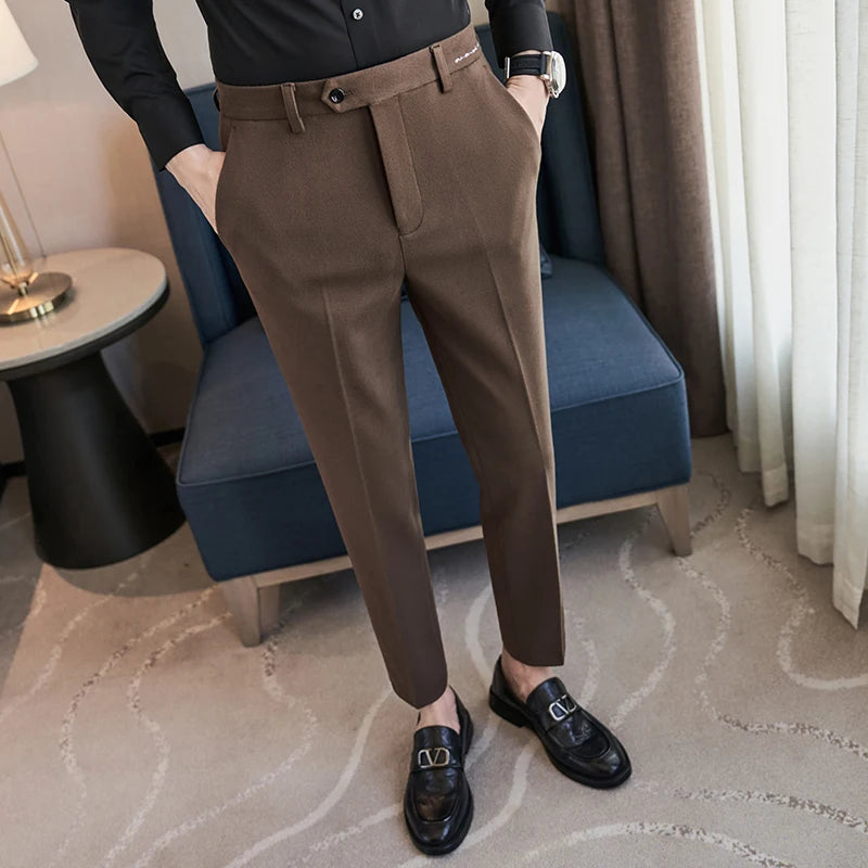 Threebooy Men's Casual Pants Soft Tight Stretch Trousers For Business Social Office Workers Interview Party Wedding Men's Suit Pants S-3XL