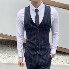 Threebooy Brand Clothing New Men's Suit Vest Dress Male Sleeveless Business Single Buckle Waistcoat Spring Autumn Plus Size S-4XL