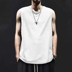 Threebooy  Summer New Ice Silk Street Casual Tank Top Sleeveless Simplicity Plus Size Sports Fashion Pullovers Top Korean Trend Men Clothes