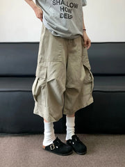 Threebooy  New Summer American Retro Large Pocket Work Trousers Men Women Street Casual Loose Straight-leg Fashion Wide-leg Shorts Urban