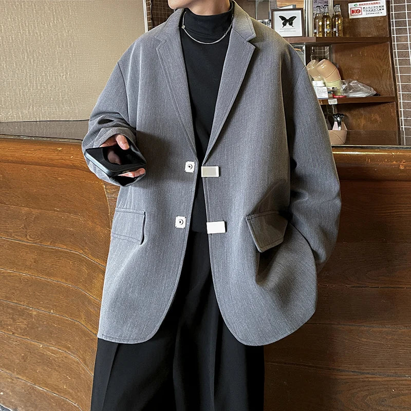 Threebooy Oversized High Grade Blazers Men Trendy Leisure Loose Suit Jackets Male Daily Simple Streetwear All-match Korean Suit-tops