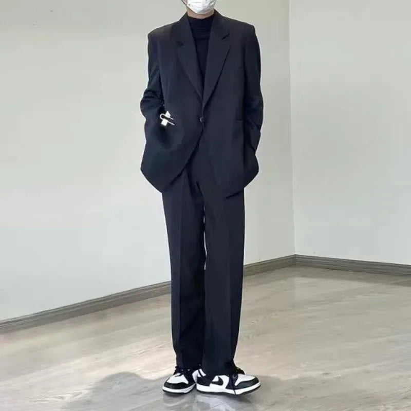 Threebooy Casual Suit Jacket Men's Spring Summer Blazers Solid Color Long Sleeves Turndown Collar Pockets One Button Tops Jackets