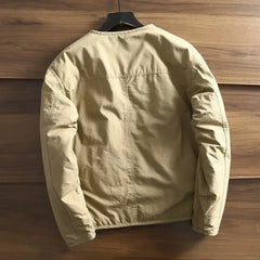 Threebooy Men's Parkas Thick Cotton Coat Jacket Autumn Winter Retro Women Jackets V-neck Long Sleeves Pockets Single-breasted Tops