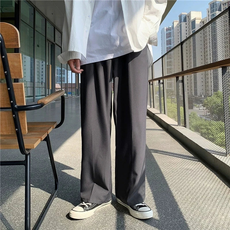 Threebooy  New Japanese Retro Male Suit Pants Light Luxury Straight Draped Button-down Business Casual Pants Premium Slim Elegant Trousers