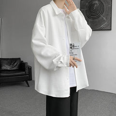 Threebooy Autumn Japanese Style Oversized Harajuku Shirt Men Casual Loose Blouse Plus Size 5XL-M All Match Fashion Streetwear Male Clothes