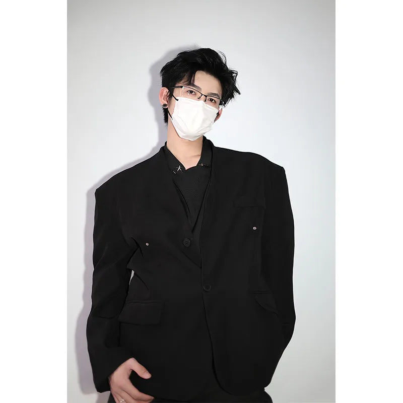 Threebooy Bazer men 2025 Autumn new Fashionable men's round-neck suit jacket High-quality men's coat Banquet Dress