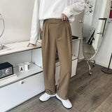 Threebooy Men's Solid Color Loose Casual Pants Black/khaki/grey Color Suit Pants Fashion Streetwear Cotton Formal Trousers S-2XL