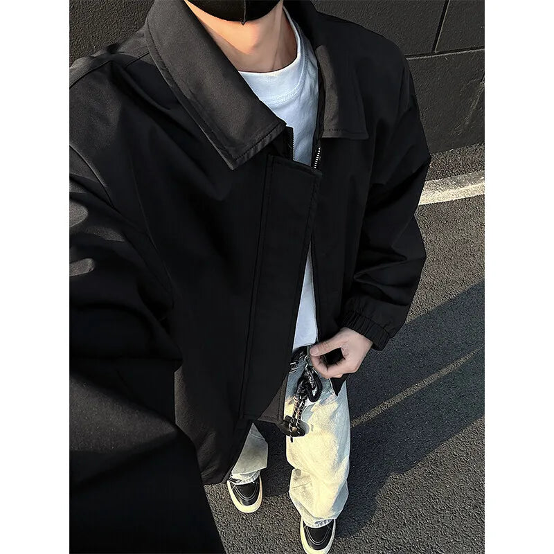 Threebooy Spring Short Jacket Men Fashion Green Black Jacket Men Streetwear Hip-hop Loose Bomber Jacket Mens Casual Jackets Coat M-3XL