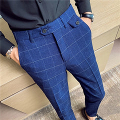 Threebooy New Fashion High Quality Men Suit Pants Straight Spring Autumn Long Male Plaid Classic Business Casual Trousers Full Length