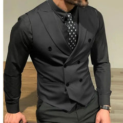 Threebooy  British Gentleman Suit Vest Suit Male Gentleman Business Casual Double-breasted Horse Clip