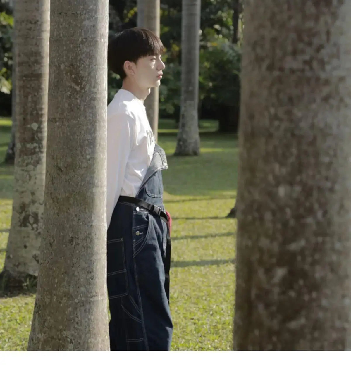 Threebooy American Retro Large Size Denim Overalls Men's Loose Trend Korean Style Fashion 2025 New High-end Straight Suspender Jumpsuit