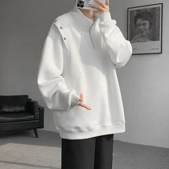 Threebooy  Men hoodie  Stand Collar Half Zip Sweatshirt Star Shoulder Design New Fashion Casual Streetwear Comfort Athletic Pullover