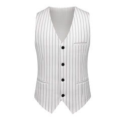 Threebooy  High-quality, fashionable, stylish and versatile striped men's stand, slimming and fashionable plus-size suit three-piece set