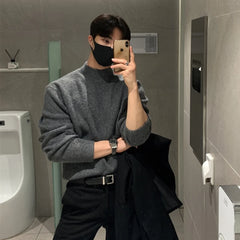 Threebooy Winter Thick Sweater Men Warm Casual Thicken Knitted Pullover Men Korean Slim Fit Long Sleeved Sweater Mens Jumper Clothes