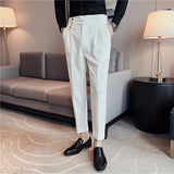 Threebooy Fashion High Quality Cotton Men Pants Straight Spring and Summer Long Male Classic Business Casual Trousers Full Length 36
