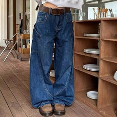 Threebooy  Summer New Men's Big Pocket Embroidered Jeans Y2k Harajuku Retro Fashion Casual Trend Street Hip-Hop Simple Loose Men's Bottoms