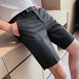 Threebooy Korean Fashion Business Shorts Men Streetwear Pleated Shorts Knee Length Work Bottoms Summer Streetwear Cool Bermudas Male