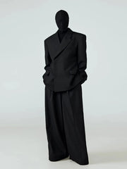 Threebooy  Spring Autumn Long Black Flowy Baggy Wide Leg Pants for Mens Loose Chic Luxury Designer Clothes Soft Trousers 2025