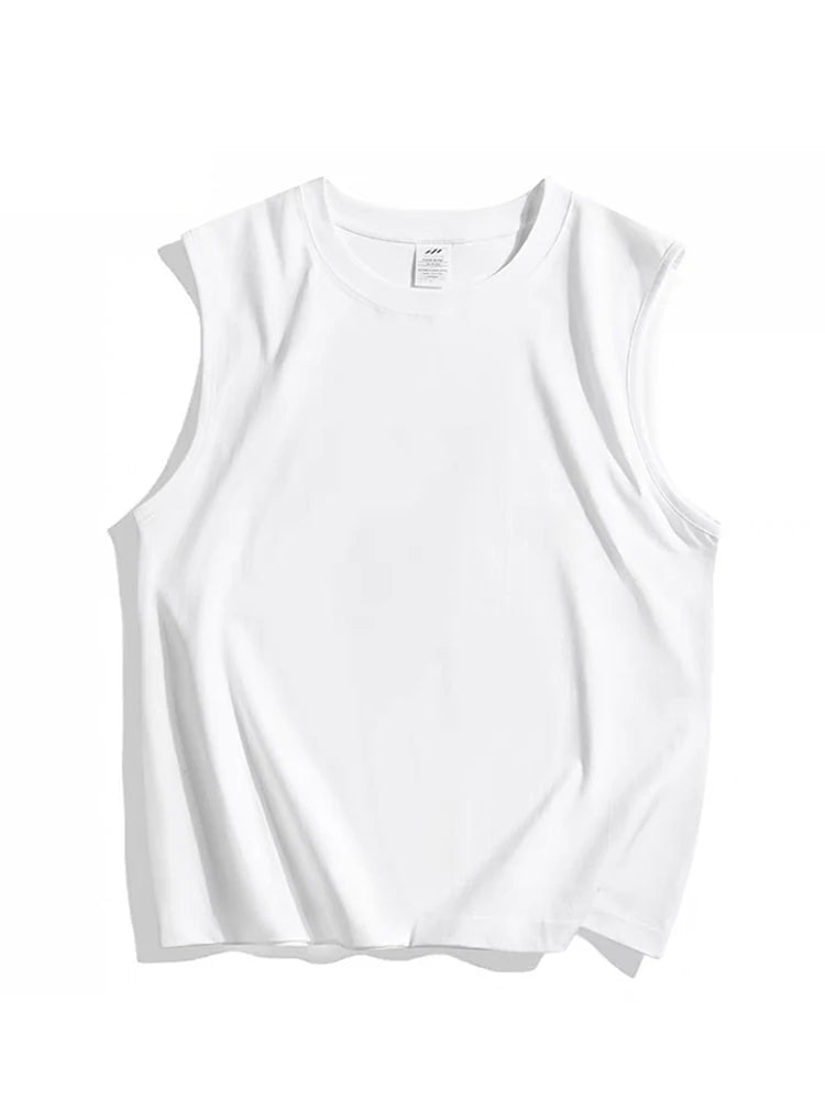 Threebooy  230GSM Cotton Men's Tank Tops Comfortable Muscle Fit Athletic Vest for Gym and Summer Workouts Korean Basic Sleeveless Tee Tops