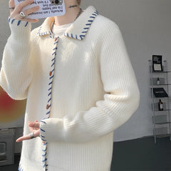 Casual collar knitted sweater men 2025 Winter Newly designed cardigan sweater Daily casual sweater jacket fashion Korean men's
