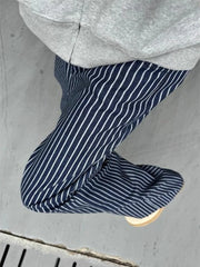 Threebooy  Vintage Blue Striped Jeans Women Y2k Hip Hop Grunge Straight Denim Trousers Punk High Waist Streetwear Wide Leg Jeans