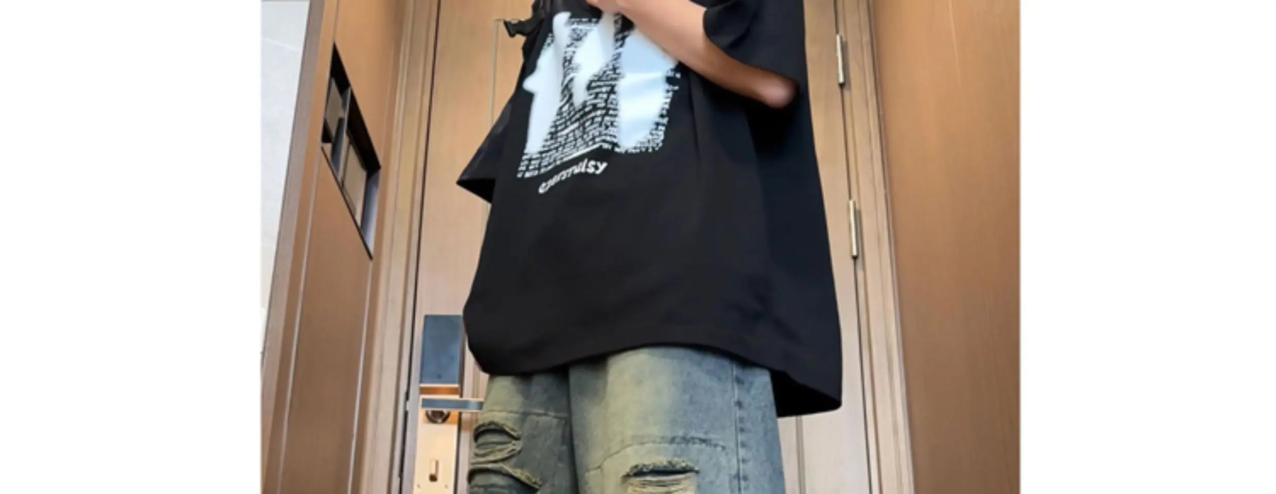 Threebooy Beggar jeans men Vintage Streetwear Ripped Hole Jeans Men Women Harajuku Aesthetic Wide Leg Denim Trousers Unisex Straight Pants
