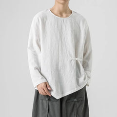 Threebooy High Quality Spring Autumn Men's Cotton Long Sleeve T-Shirts Fashion Chinese Style O-Neck Casual Tees Men Loose Breathable Tops