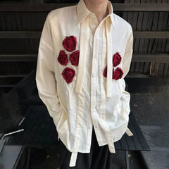 Threebooy  Autumn New Male Flower Long-Sleeved Shirt American Retro Fashion Trend High Street Casual Loose Breathable Niche Men's Tops