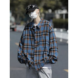 Threebooy Autumn Long Sleeved Shirt Men Oversized Fashion Retro Plaid Shirt Men Streetwear Loose Casual Shirt Mens Vintage Shirts M-3XL