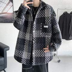 Threebooy Small Fragrant Style Plaid Jacket for Men Fashionable and Handsome Street Design Retro Loose and Versatile Jacket