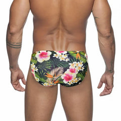 Threebooy  Mens Swim Briefs Swimwear Men Sexy Summer Swimsuit Push Up Low Waist Swimming Trunks Flower Print Surfing Beach Shorts Beachwear