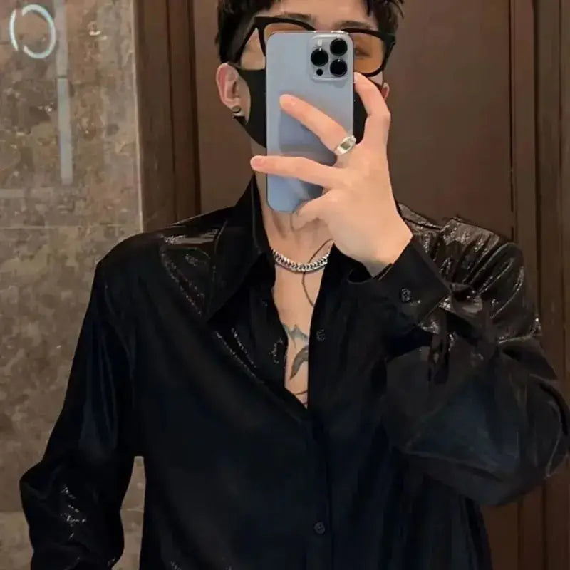 Threebooy Summer Trendy and Simple Iron-free Shirt for Men, Long Sleeves Korean New Loose Casual Handsome Shirt Thin Top Aesthetic