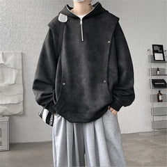Threebooy Retro Tie-dye Printed Hoodie Men Fleece Warm Pullover Sweatshirts High Street Hip Hop Streetwear Oversized Unisex Hoodie