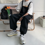 Threebooy Men Suspenders Jumpsuit Baggy Pants Summer Overalls Japanese Straps Casual Pockets Unisex Oversized Streetwear Male Y2K Clothes