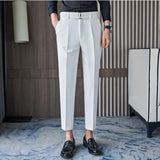 Threebooy  Autumn New Suit Pants For Men Korean Streetwear Fashion Loose Straight High Rise Pants Casual Trousers Plus Size 28-36