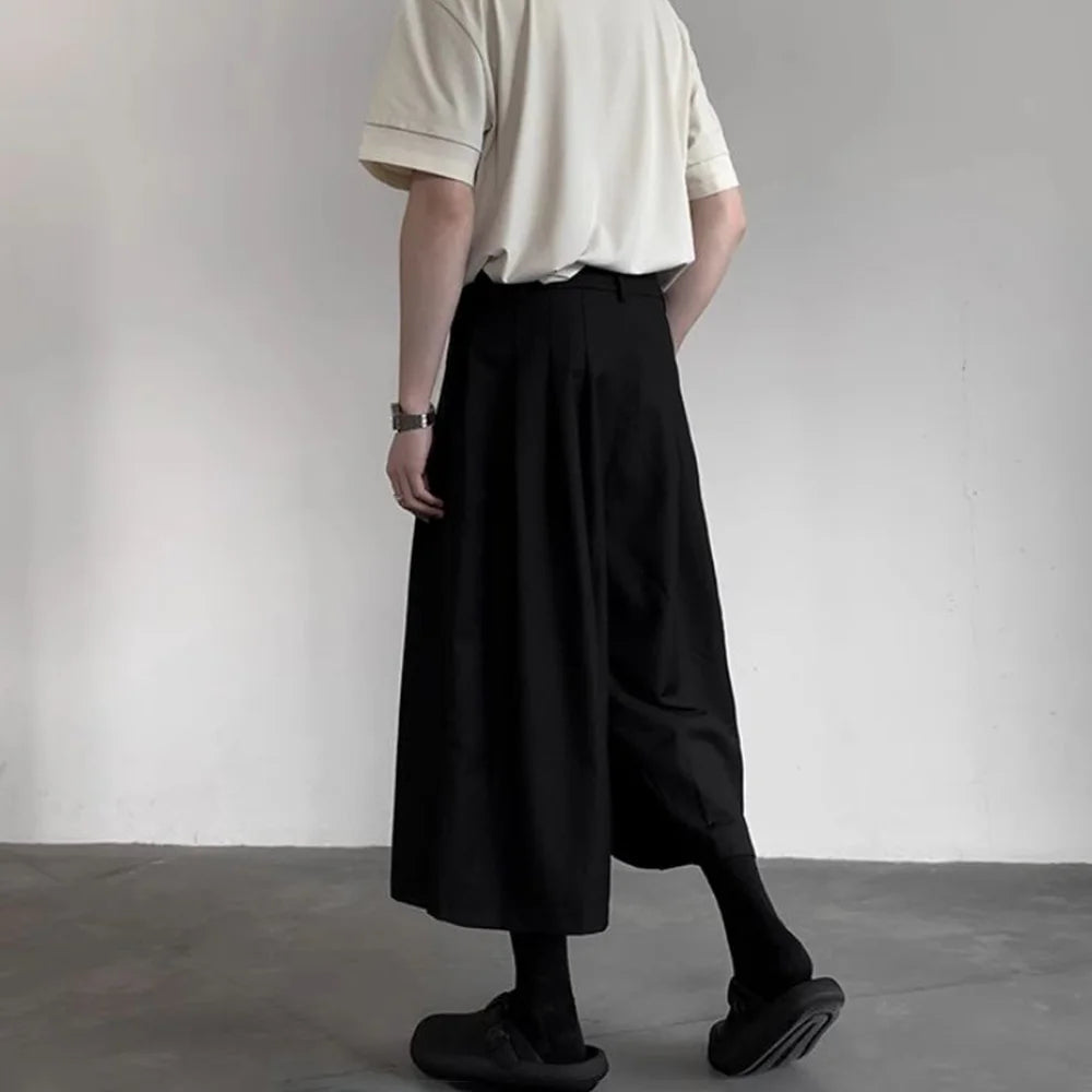 Threebooy Gothic Dark Casual Culottes Spring Japanese Harajuku Streetwear Elegant Daily Business Office Fashion Wide Leg Pants Unisex 2024