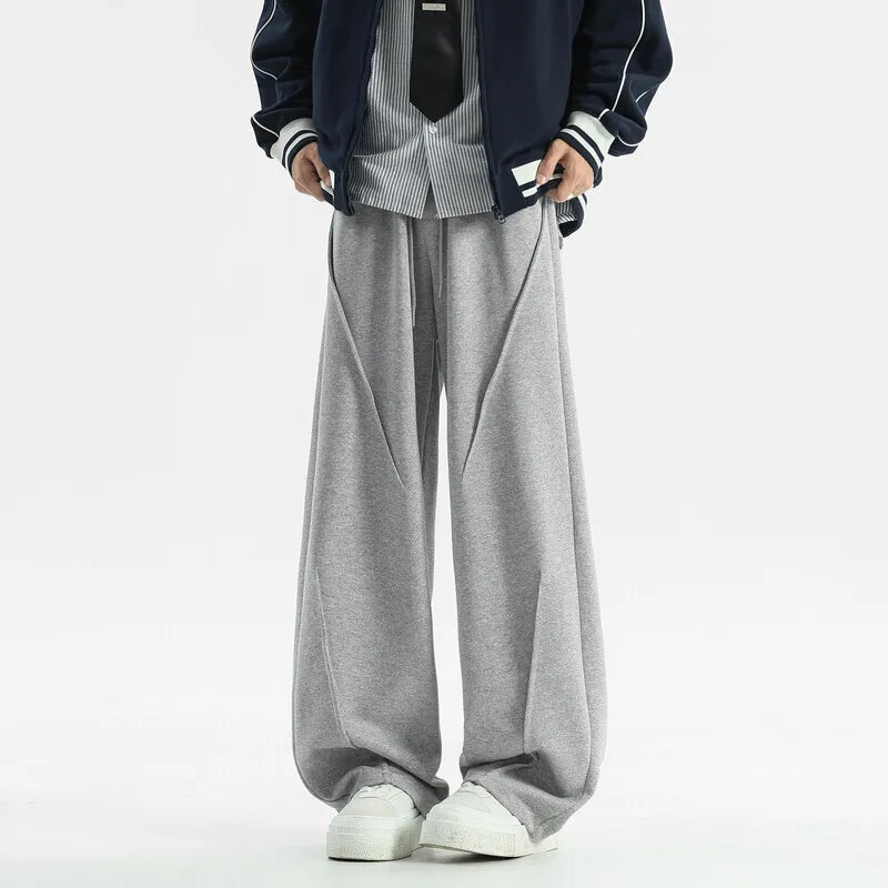 Threebooy Black Casual Pants Men Oversized Wide Leg Pants Men Grey Sweatpants Streetwear Loose Joggers Sports Pants Mens Trousers M-2XL