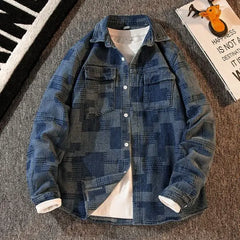 Threebooy Plaid Shirt Men's High-end Fashion Top Hong Kong Style Long-sleeved Loose Handsome Trendy Retro Shirt Casual Jacket Aesthetic