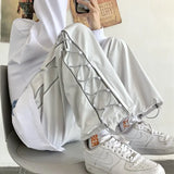 Threebooy Pants Men Couple Unisex Hip Hop Summer Ins Thin Joggers All-Match Korean Style High Street Casual Side Stripe Mujer Pantalones