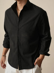 Threebooy  Men's Casual Linen Shirt Long Sleeve Loose Fit Wrinkle Free Spring Autumn Breathable Cotton Linen Tops Streetwear