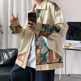 Threebooy Embroidered Jacket Men Fashion Casual Pocket Flower Jacket Mens Japanese Streetwear Loose Hip Hop Bomber Jackets Mens Outwear
